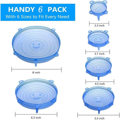 Universal Silicone Cover Stretch Lids - Set of 6