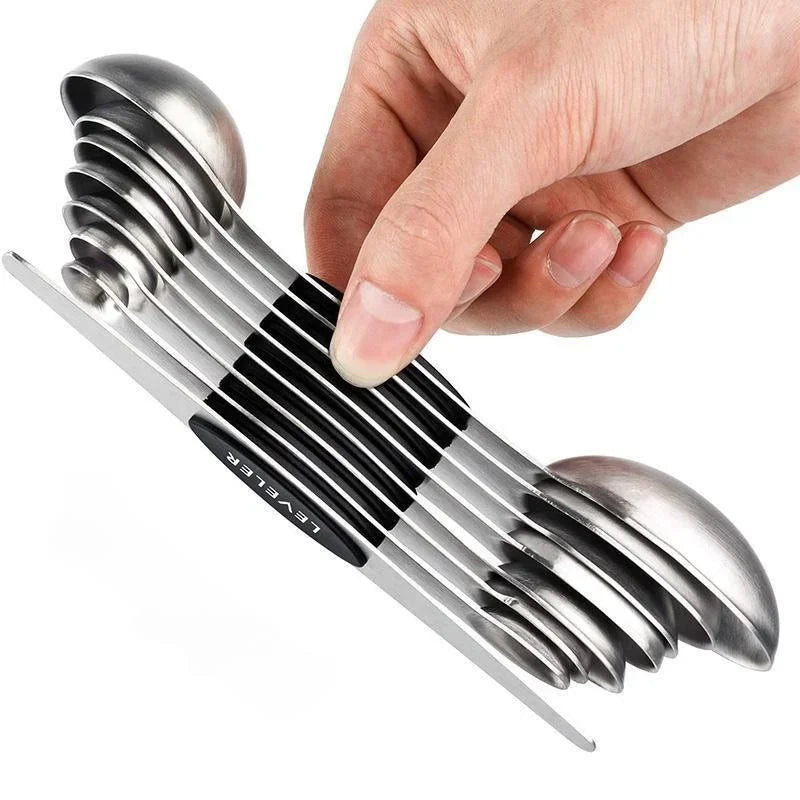 8-Piece Magnetic Stainless Steel Measuring Spoons